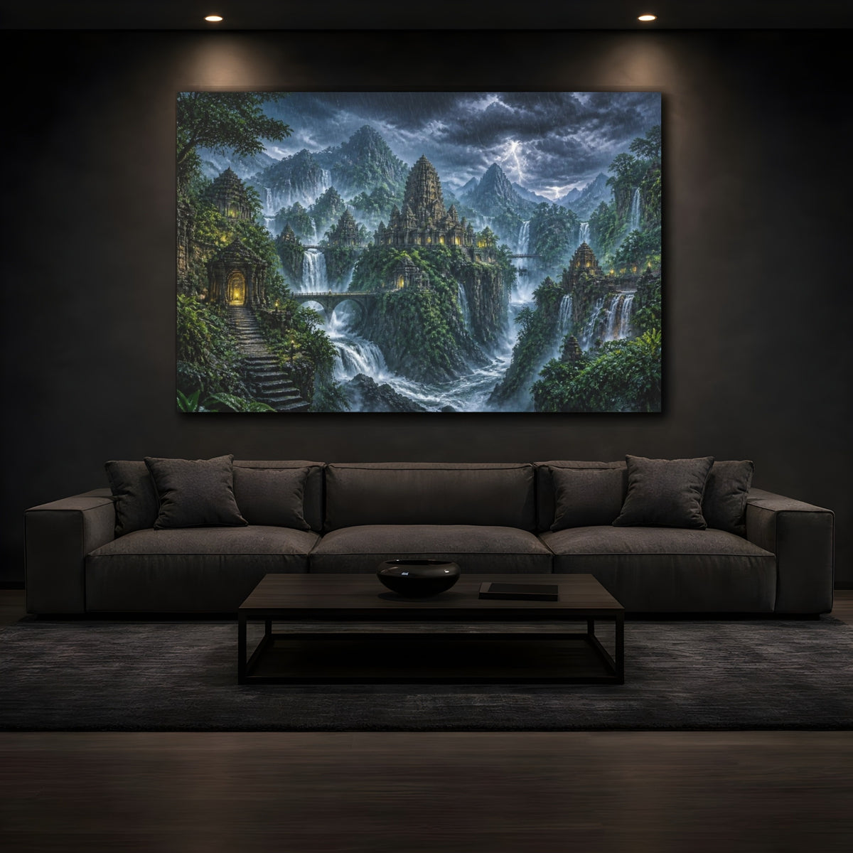 Mockup 3. Ancient Temple Landscape shown as canvas print