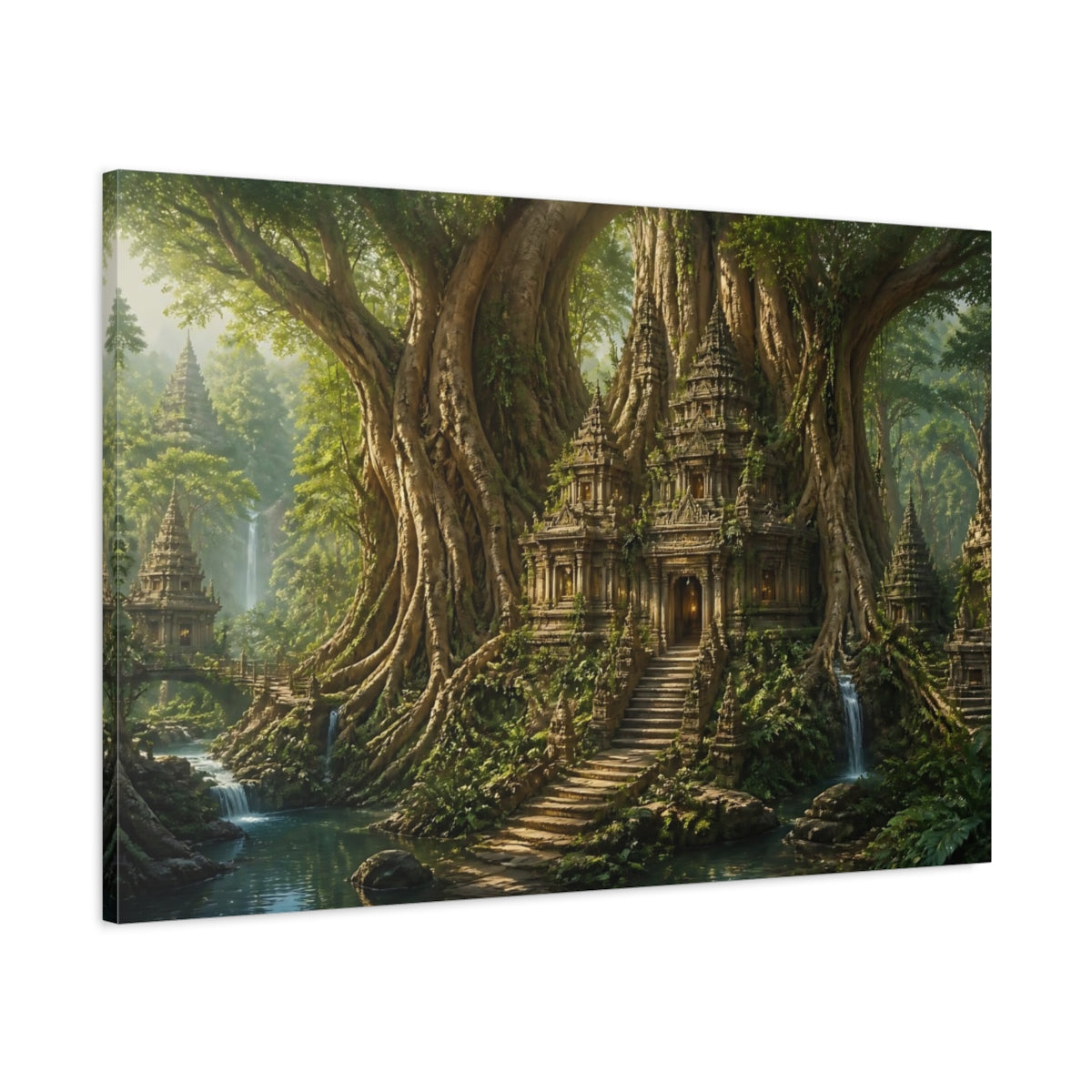 Main Mockup. Ancient Tree Temple Ruins shown as canvas print