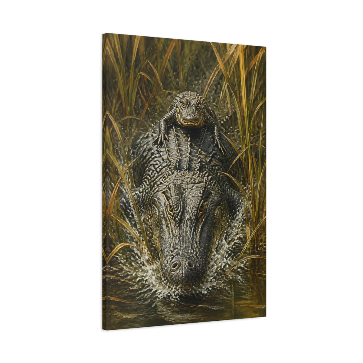 Main Mockup. Animals Alligator And Young shown as canvas print