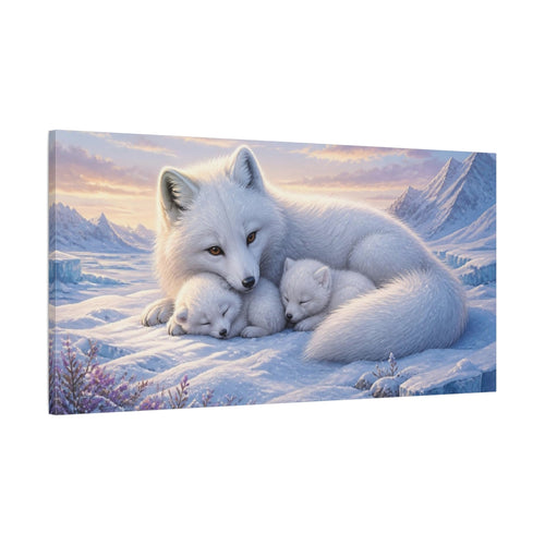 Main Mockup. Animals Arctic Fox Family shown as canvas print