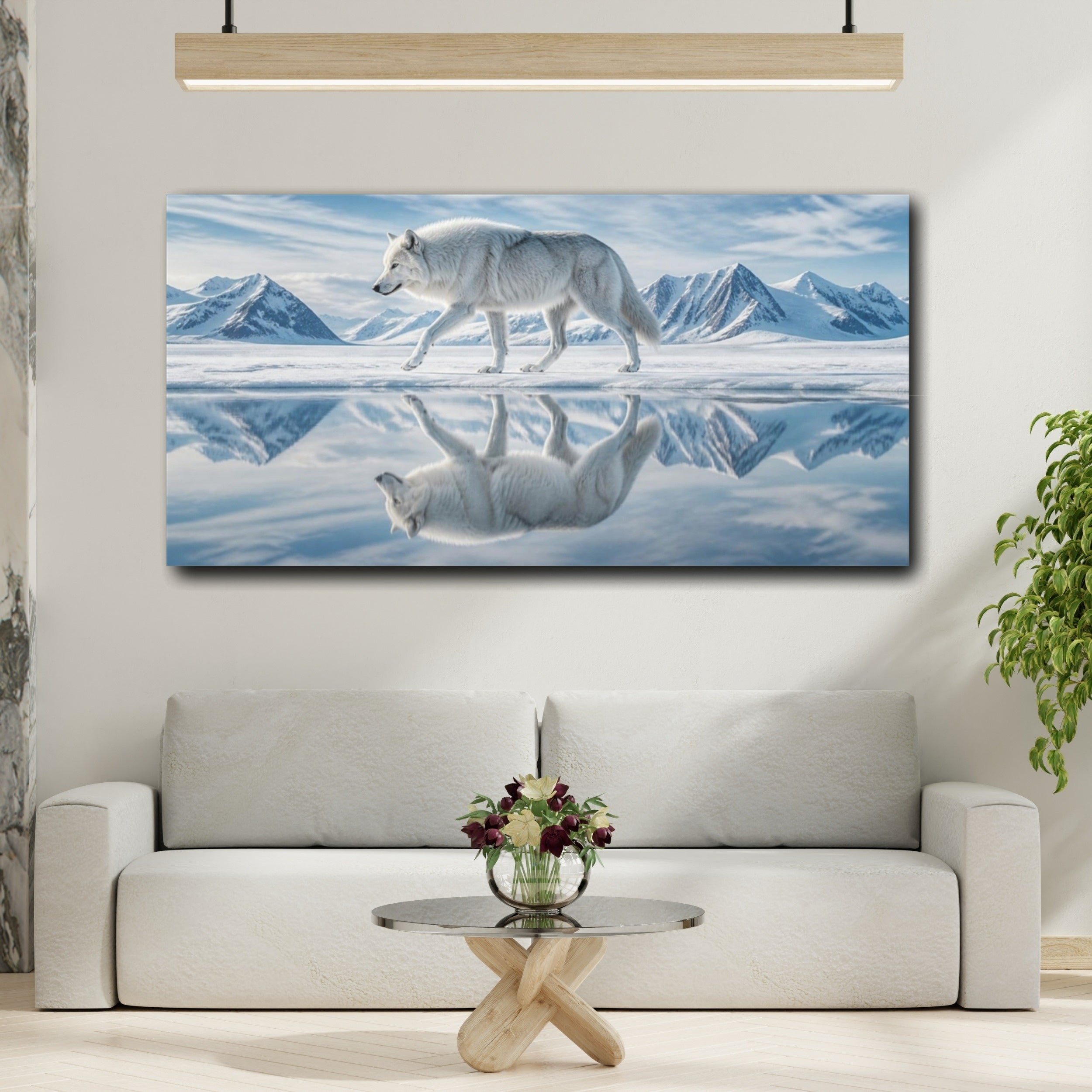 Mockup 2. Animals Arctic Wolf On Ice shown as canvas print