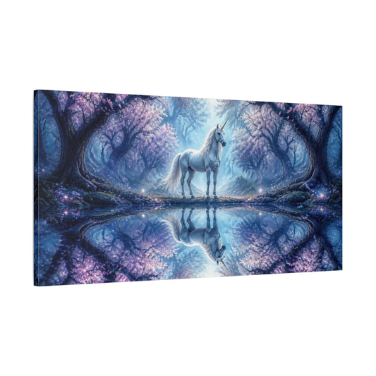 Main Mockup. Animals Enchanted Unicorn Reflection shown as canvas print