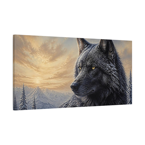 Main Mockup. Animals Frosted Wolf Portrait shown as canvas print