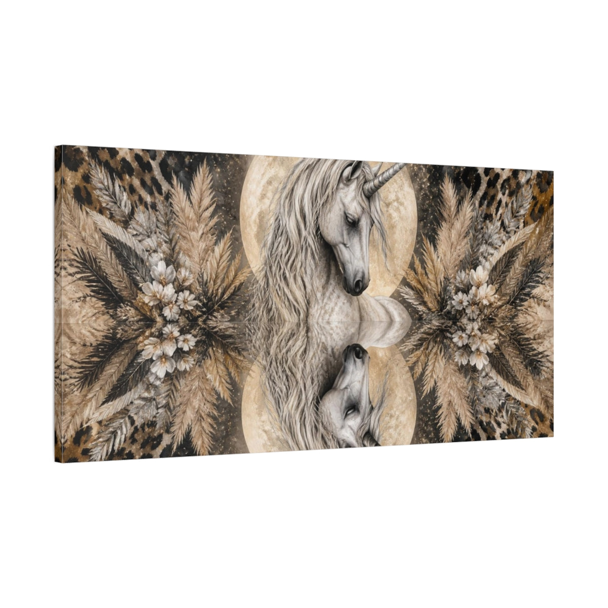 Main Mockup. Animals Moonlit Unicorn Portrait shown as canvas print