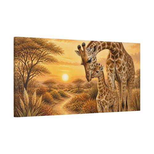 Main Mockup. Animals Mother And Baby Giraffe shown as canvas print