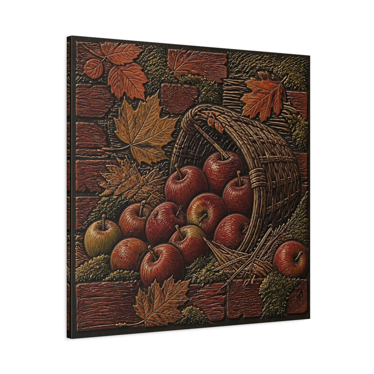 Main Mockup. Apples In Woven Basket shown as canvas print