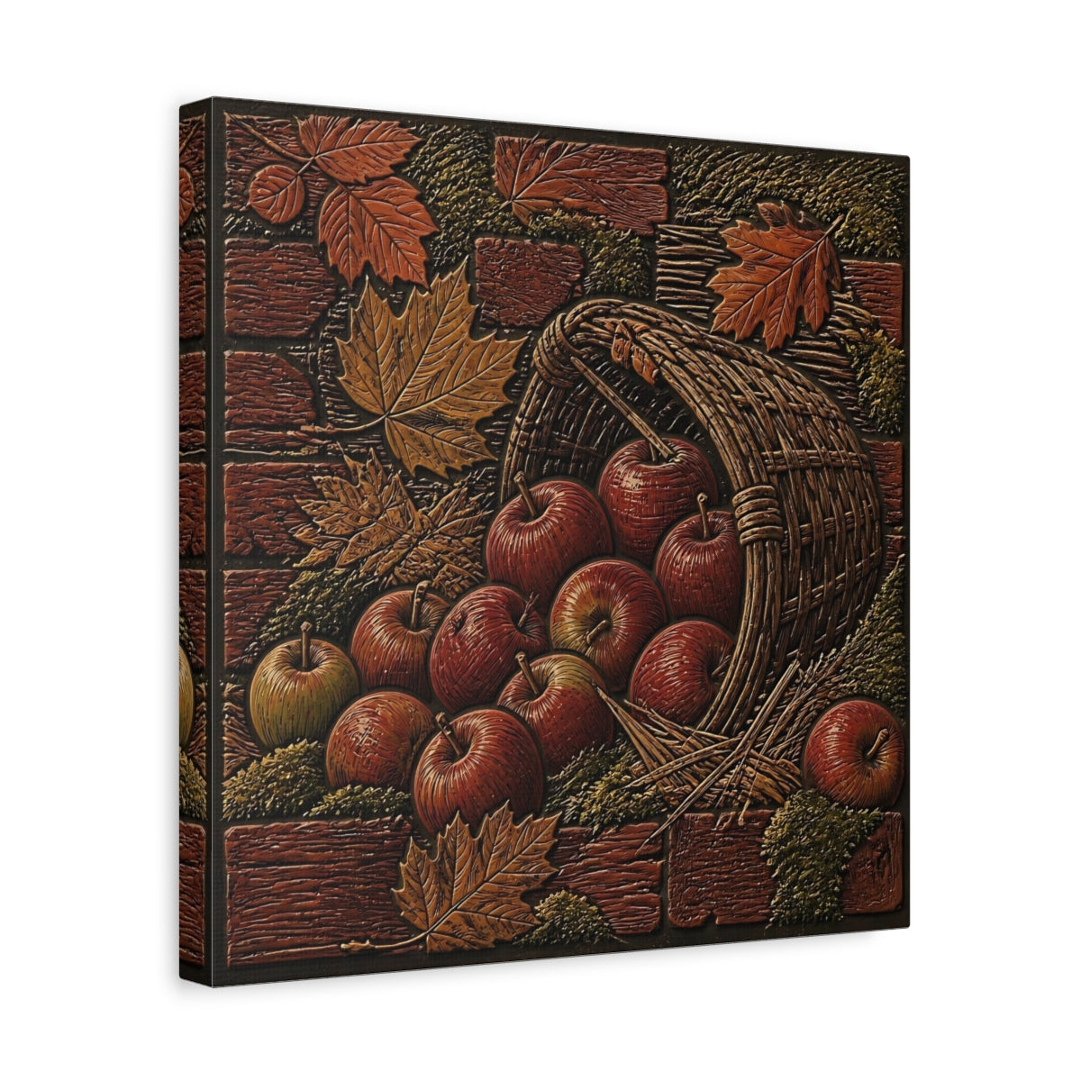 Side Mockup 7. Apples In Woven Basket shown as canvas print