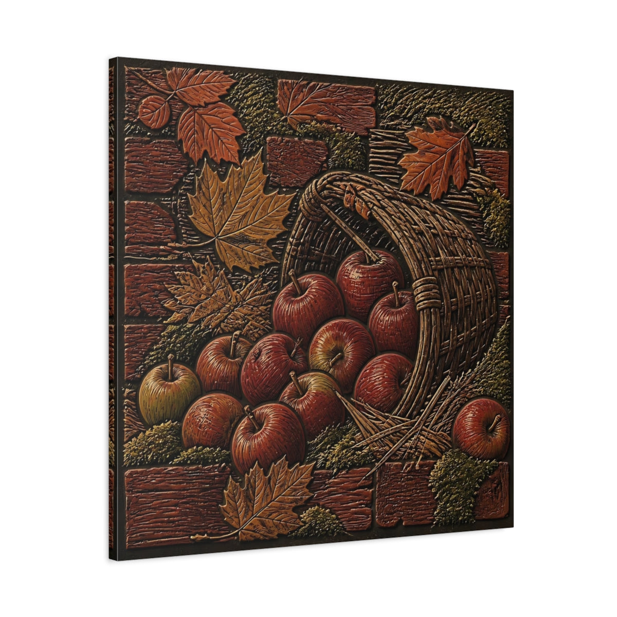 Side Mockup 3. Apples In Woven Basket shown as canvas print