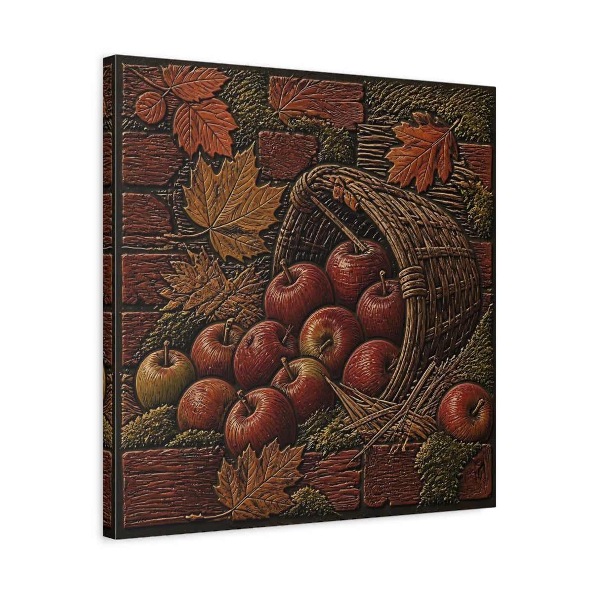 Side Mockup 5. Apples In Woven Basket shown as canvas print