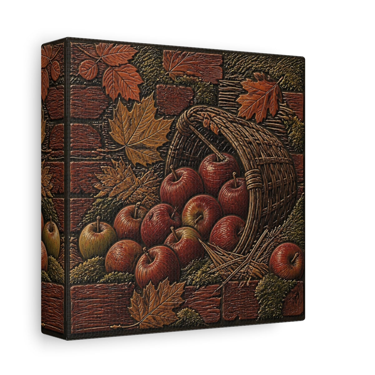 Side Mockup 2. Apples In Woven Basket shown as canvas print
