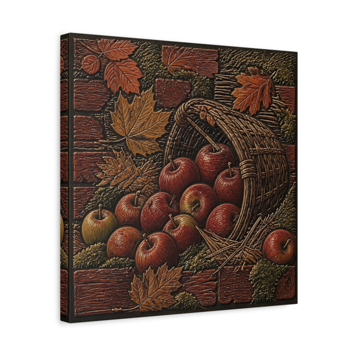 Side Mockup 6. Apples In Woven Basket shown as canvas print