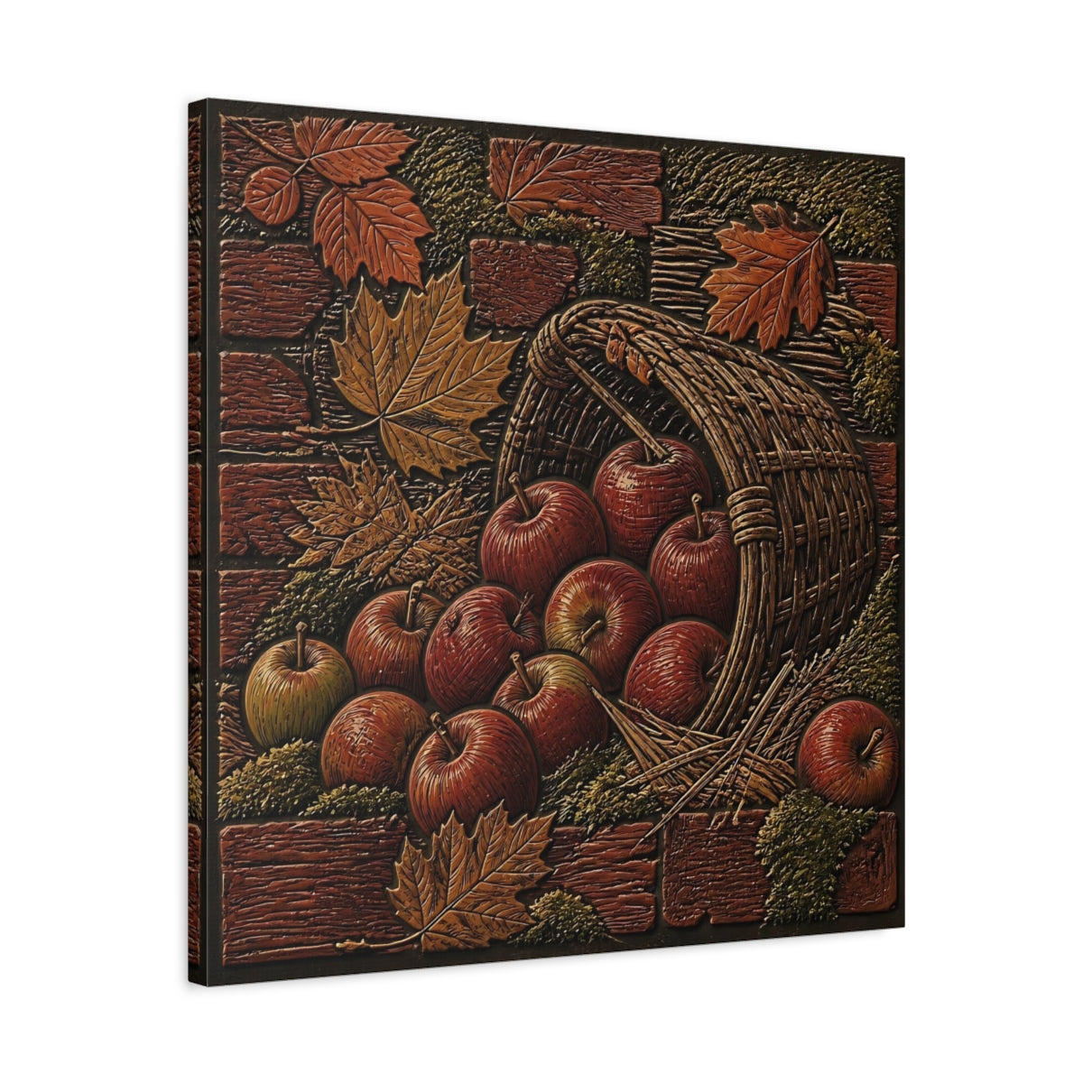 Side Mockup 4. Apples In Woven Basket shown as canvas print