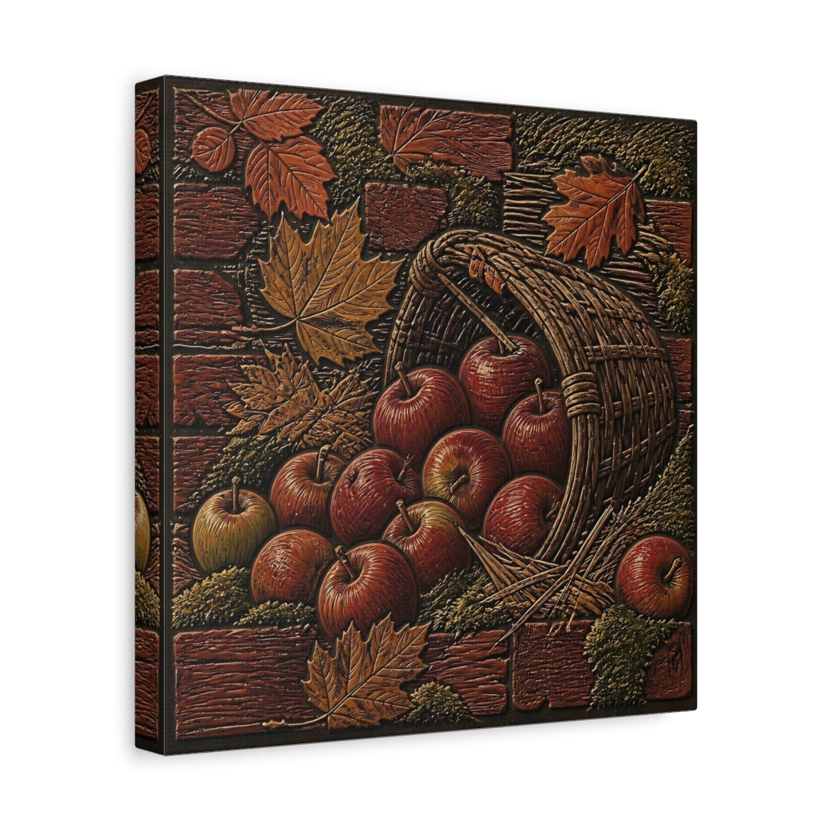 Side Mockup 8. Apples In Woven Basket shown as canvas print
