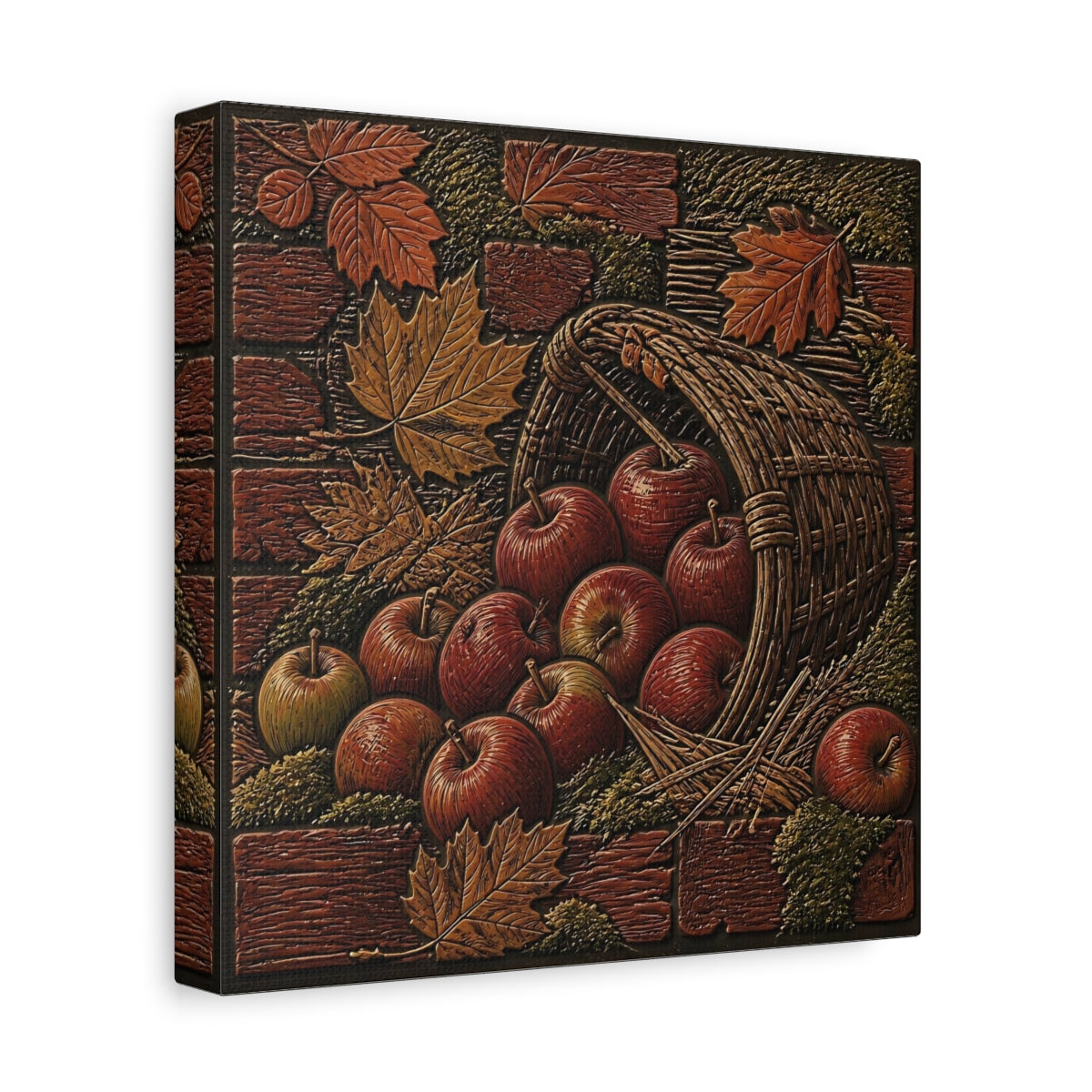 Side Mockup 9. Apples In Woven Basket shown as canvas print