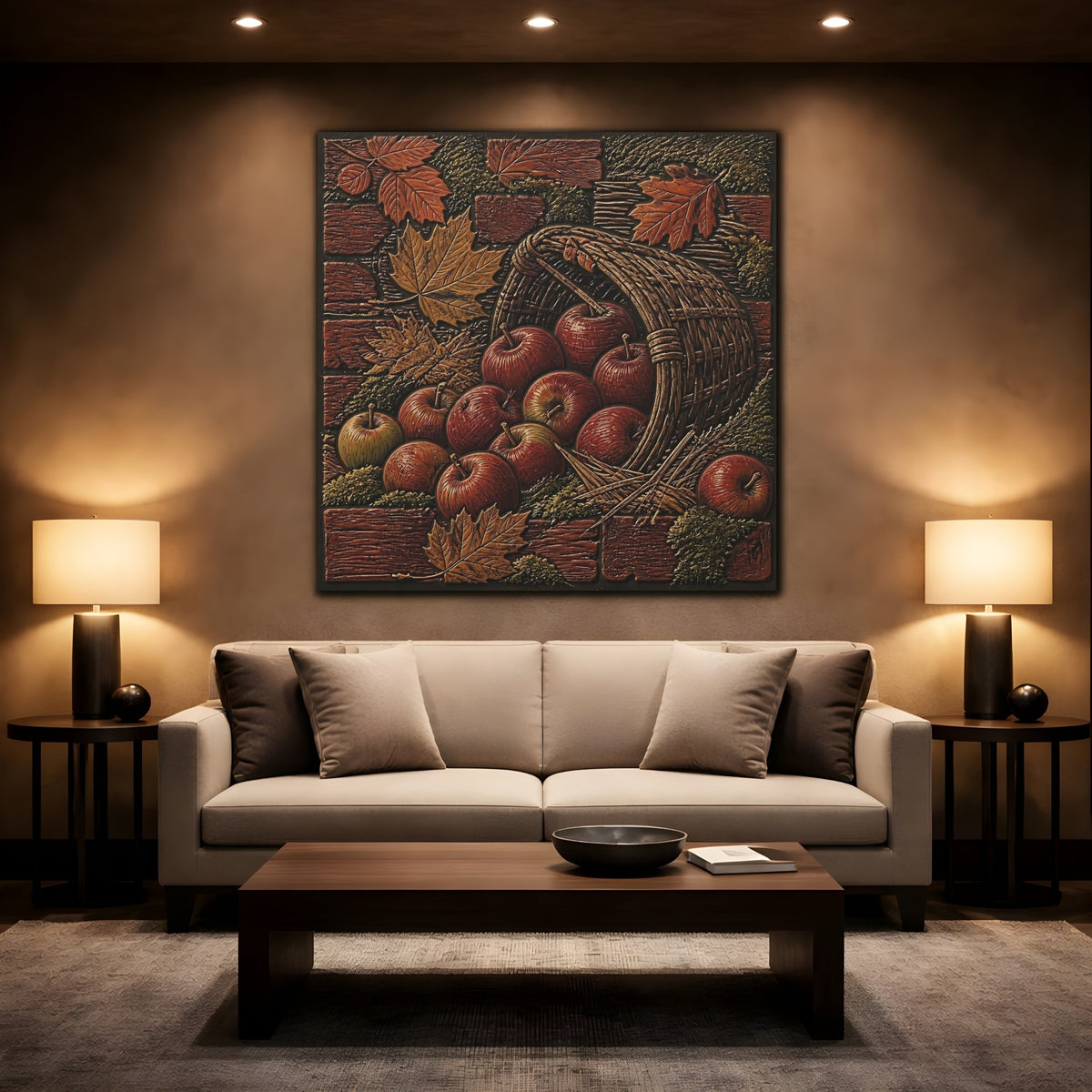 Mockup 2. Apples In Woven Basket shown as canvas print