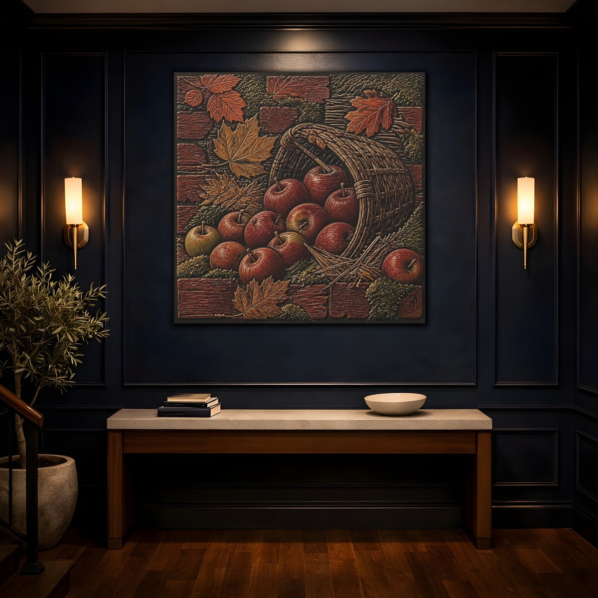 Mockup 4. Apples In Woven Basket shown as canvas print
