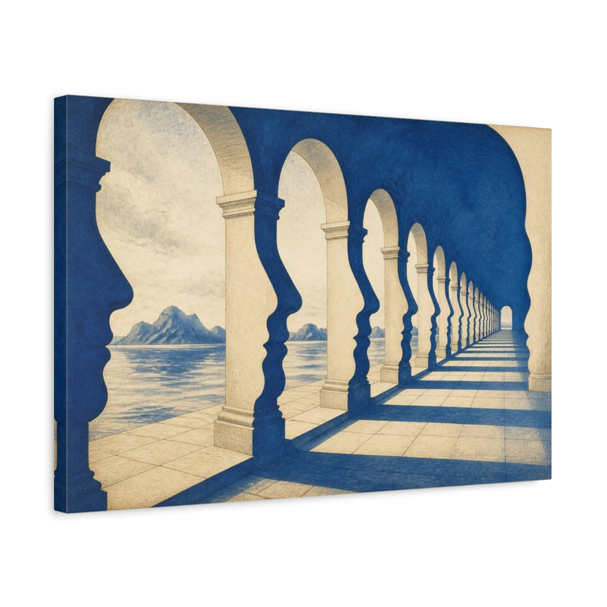 Side Mockup 3. Arcade Illusion shown as canvas print
