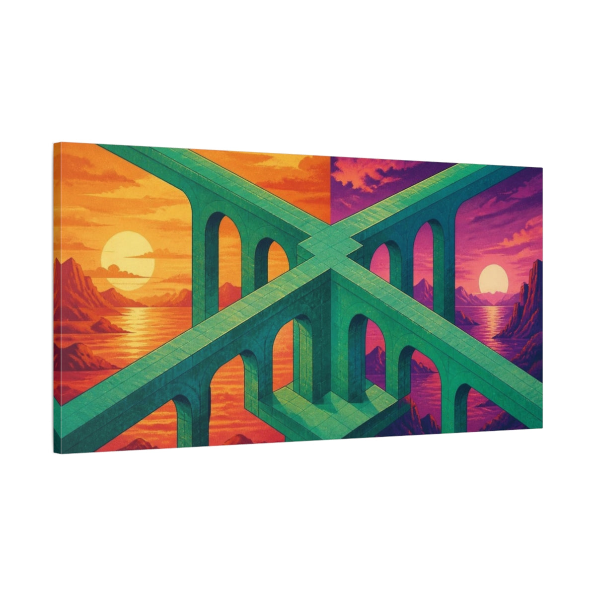 Main Mockup. Arched Bridge Illusion shown as canvas print
