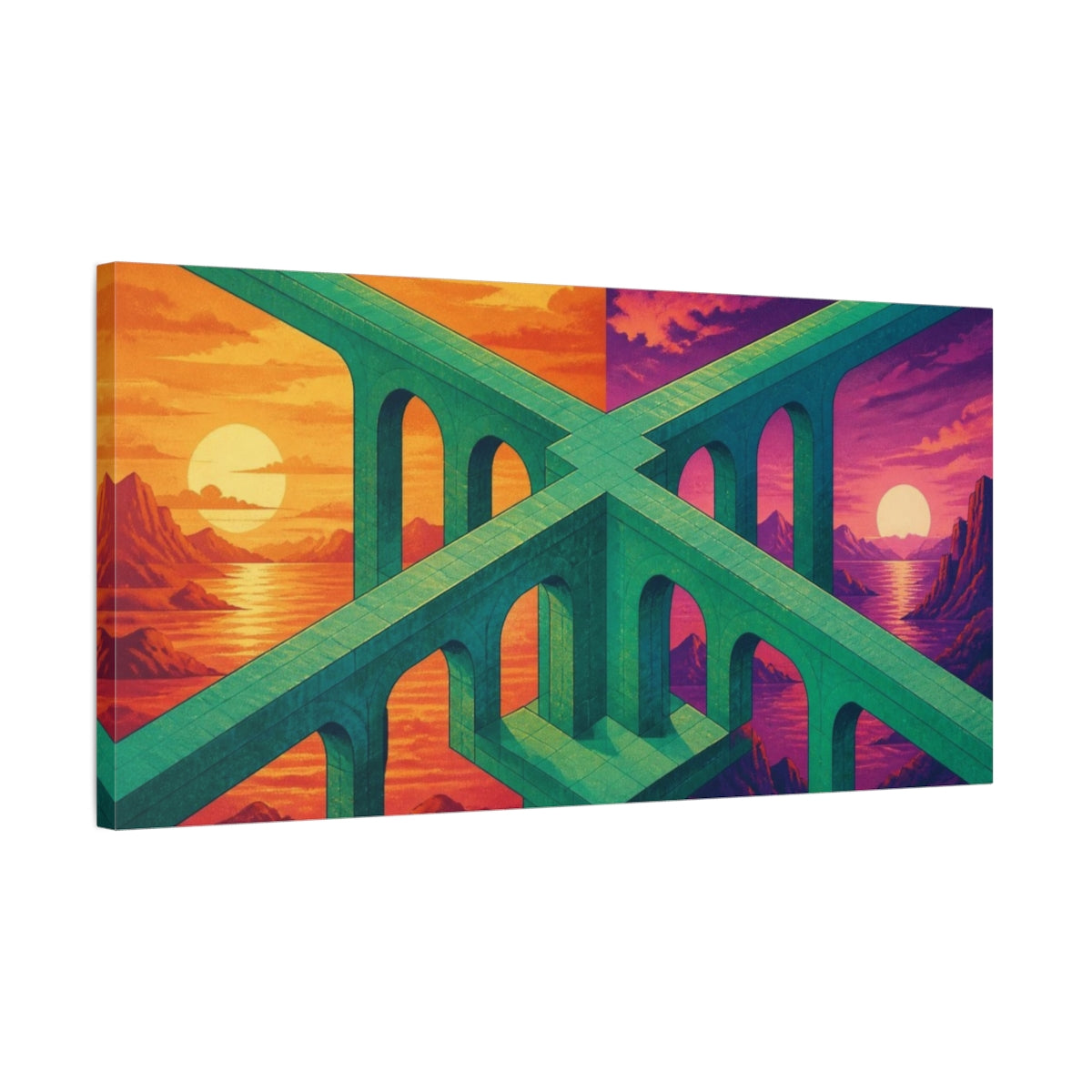 Side Mockup 1. Arched Bridge Illusion shown as canvas print