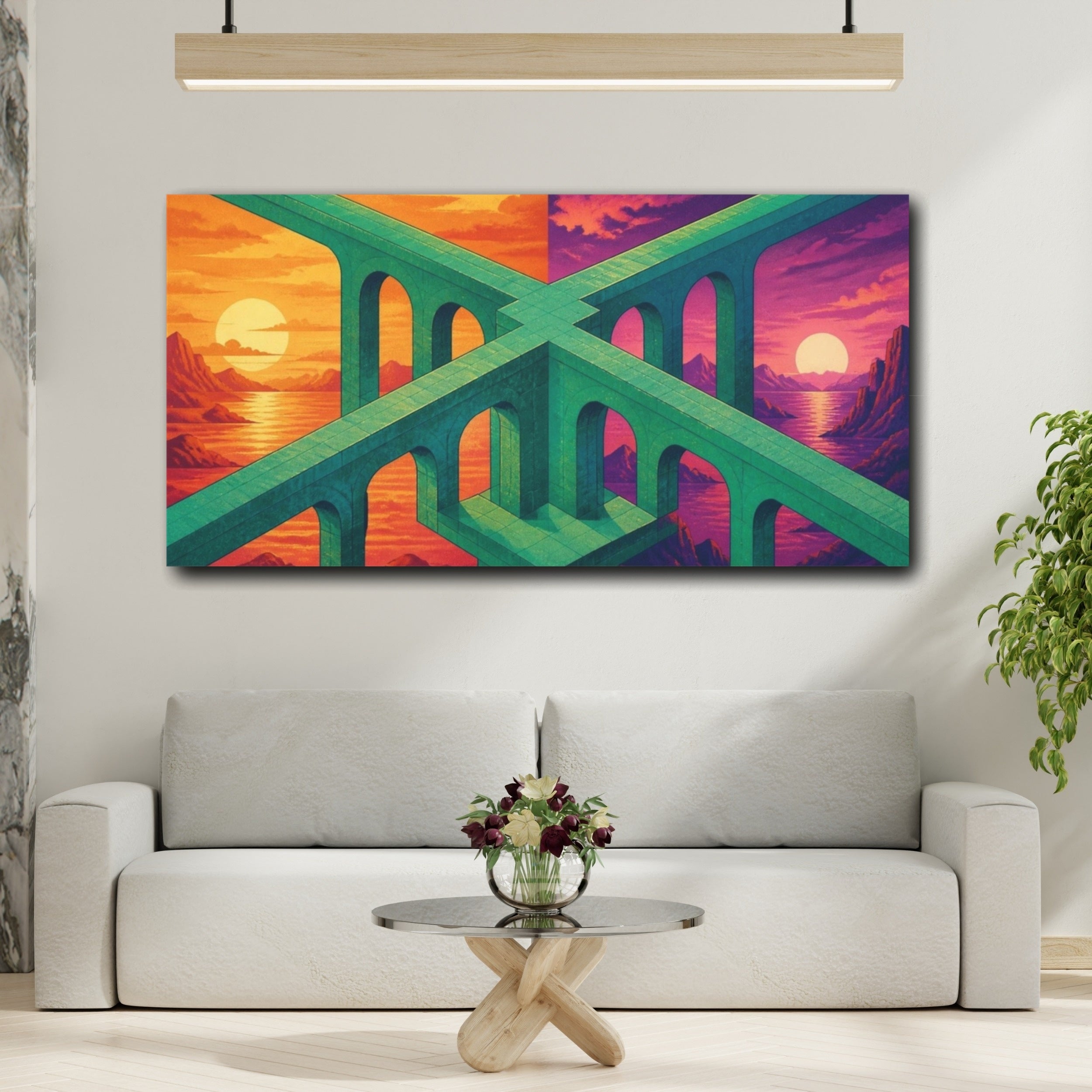 Mockup 2. Arched Bridge Illusion shown as canvas print