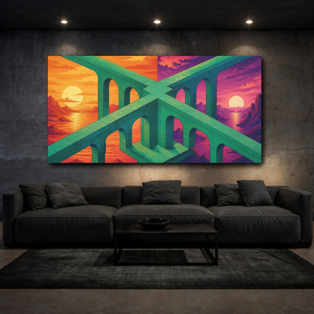 Mockup 3. Arched Bridge Illusion shown as canvas print