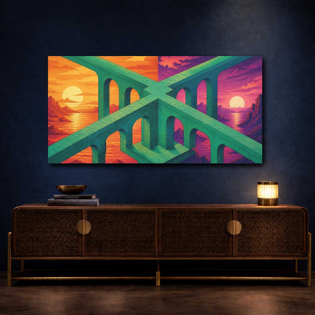 Mockup 4. Arched Bridge Illusion shown as canvas print