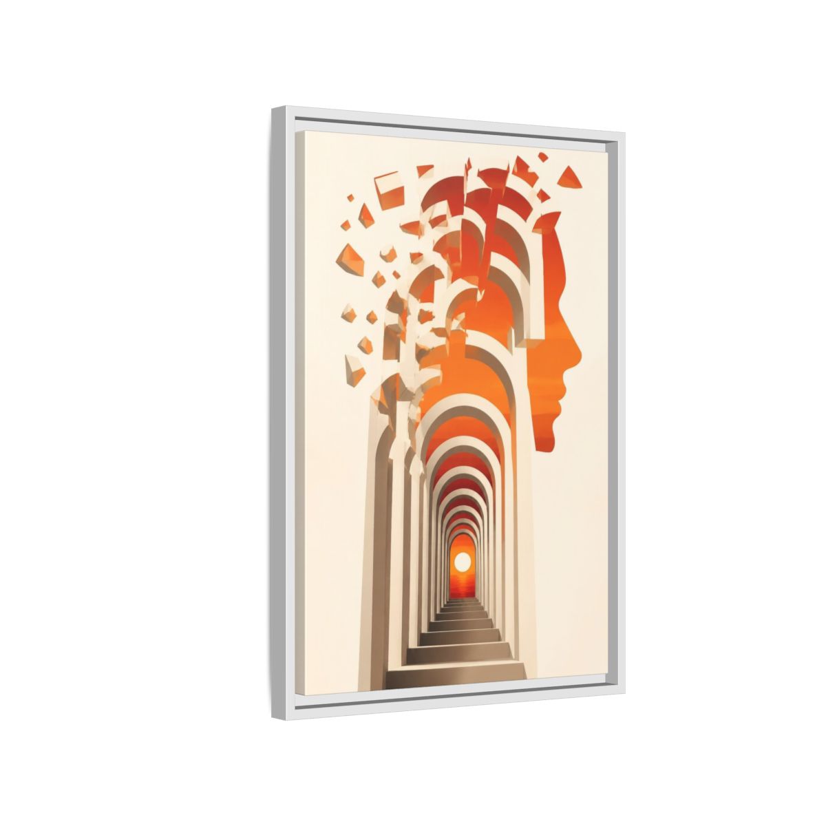 Side Mockup 1. Archway Illusion Profile shown as framed canvas print