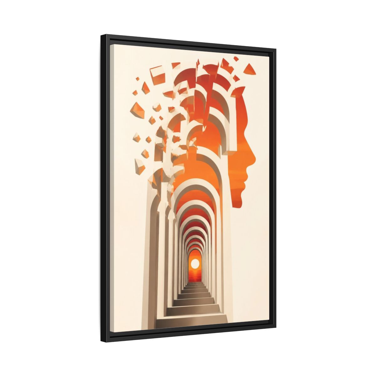 Side Mockup 14. Archway Illusion Profile shown as framed canvas print