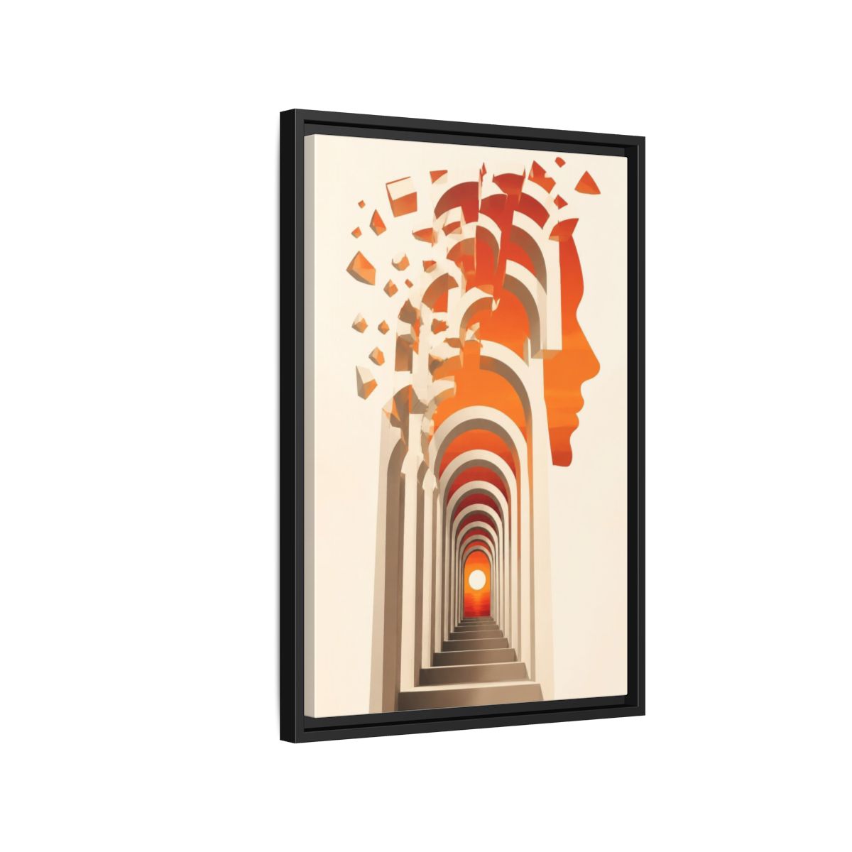 Side Mockup 3. Archway Illusion Profile shown as framed canvas print