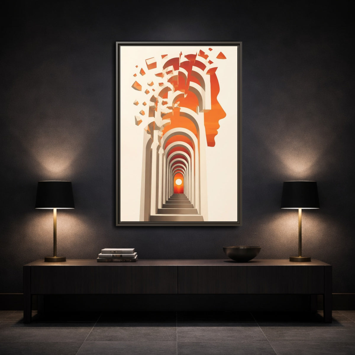 Mockup 3. Archway Illusion Profile shown as framed canvas print