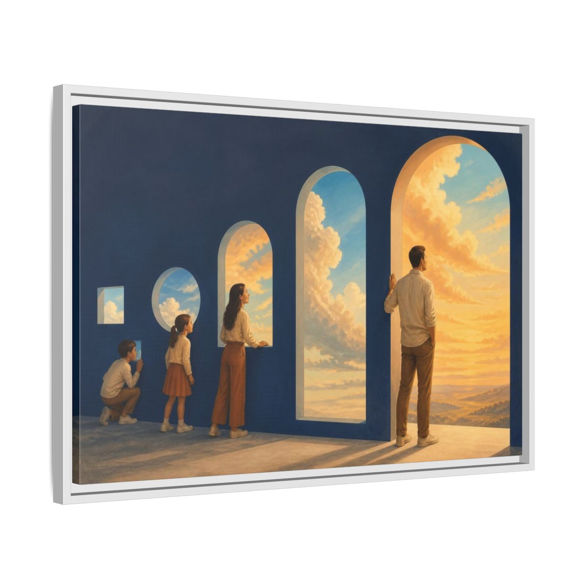 Side Mockup 10. Archway Sky Illusion shown as framed canvas print