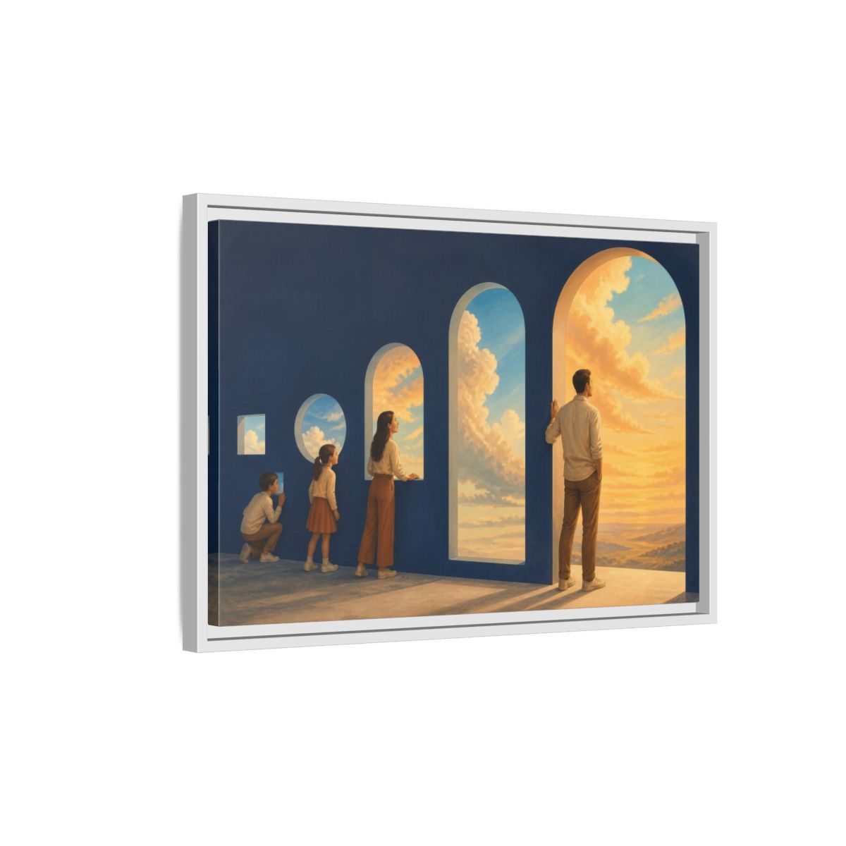 Side Mockup 1. Archway Sky Illusion shown as framed canvas print