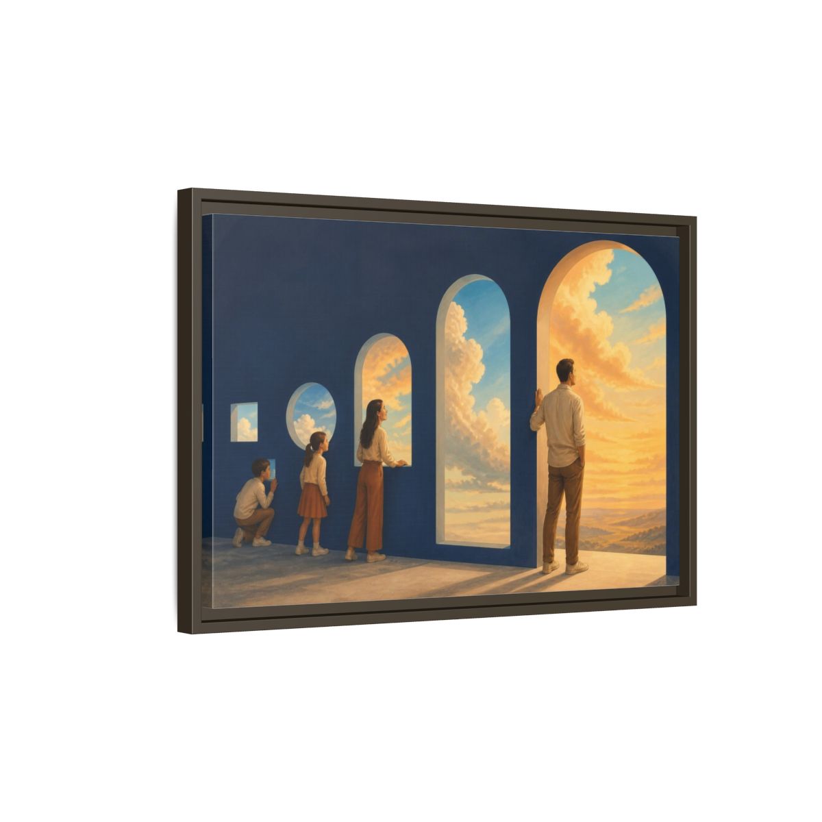 Side Mockup 2. Archway Sky Illusion shown as framed canvas print