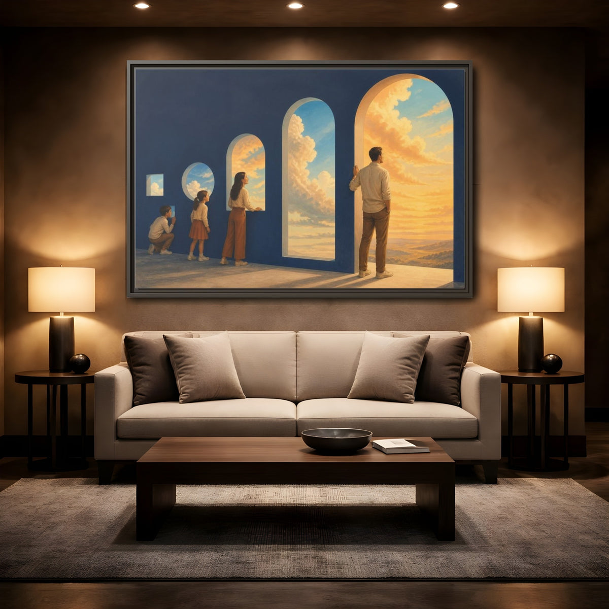 Mockup 2. Archway Sky Illusion shown as framed canvas print