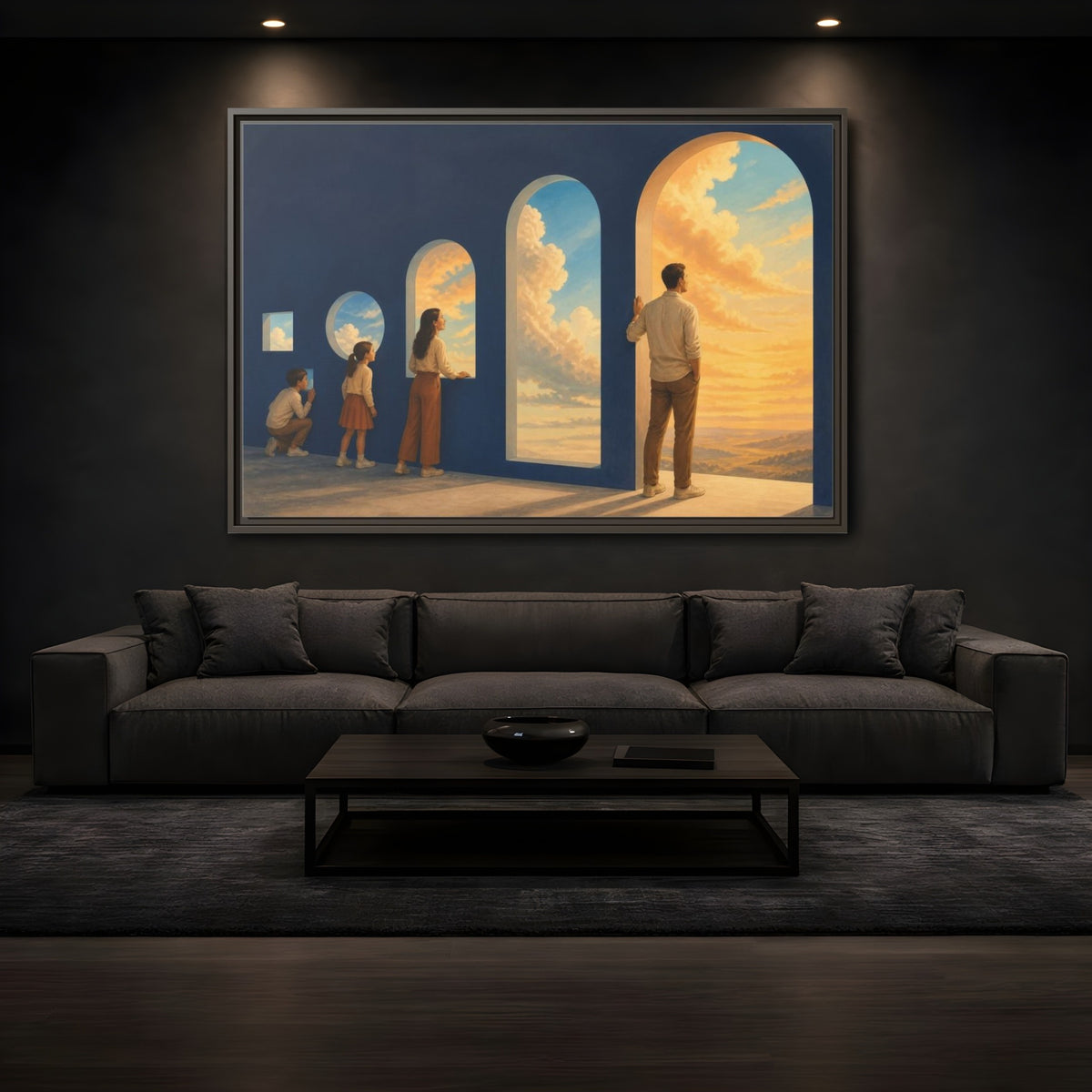 Mockup 3. Archway Sky Illusion shown as framed canvas print