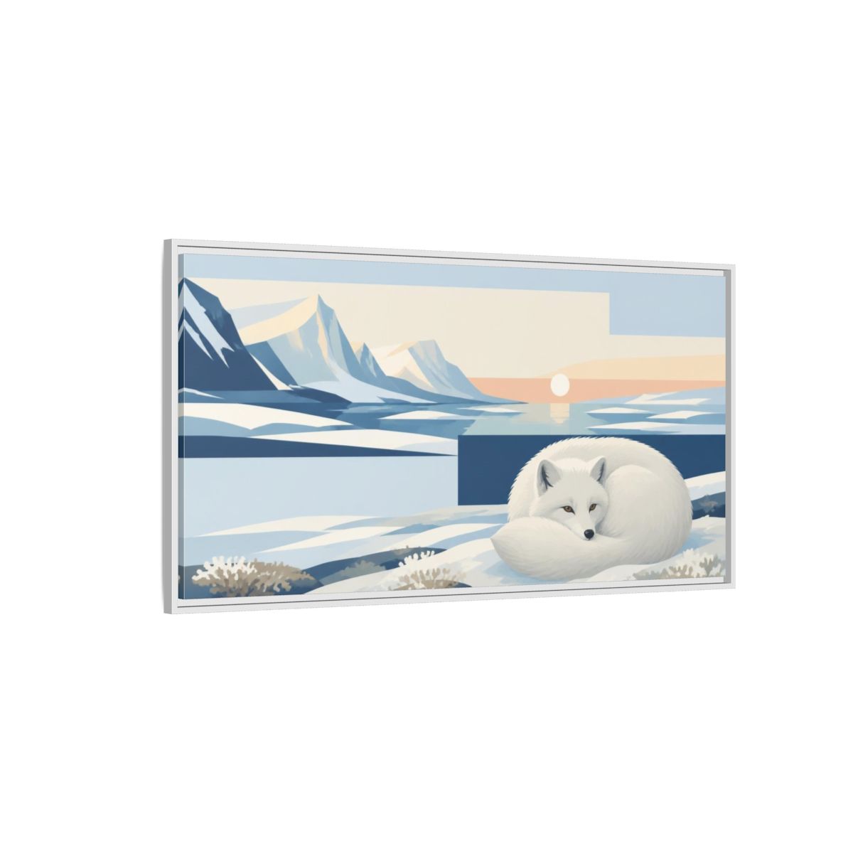 Side Mockup 3. Arctic Fox In Nature shown as framed canvas print