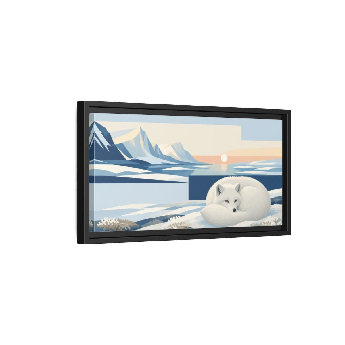 Side Mockup 8. Arctic Fox In Nature shown as framed canvas print