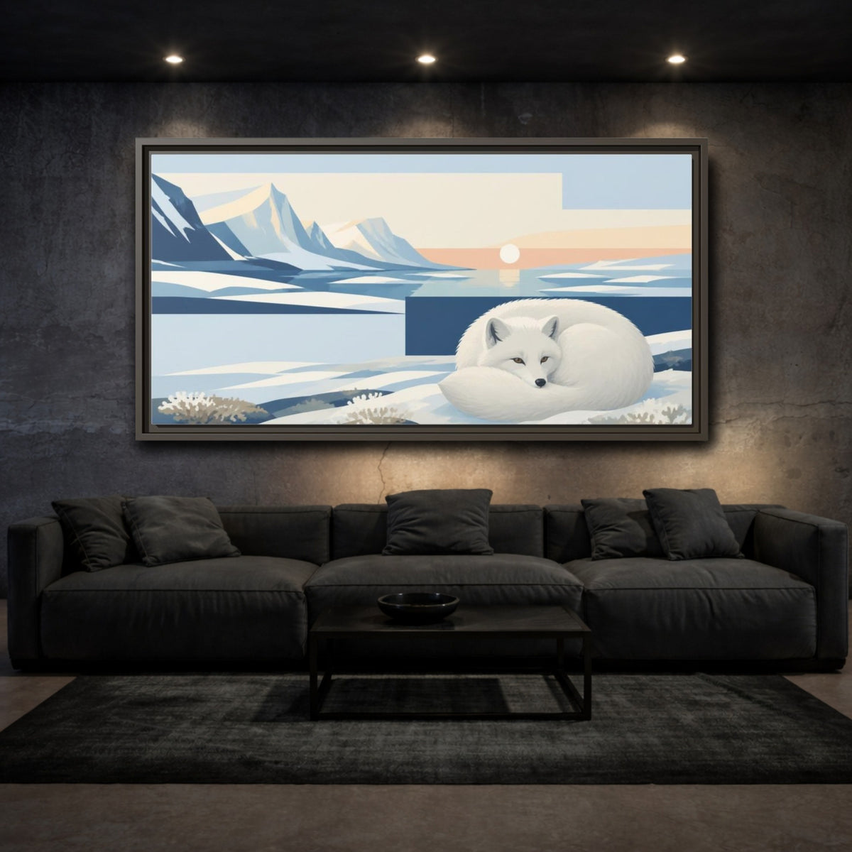 Mockup 3. Arctic Fox In Nature shown as framed canvas print