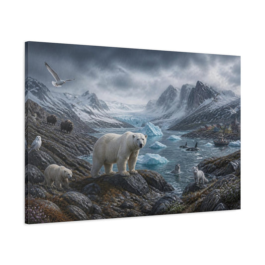Main Mockup. Arctic Polar Bear Family shown as canvas print