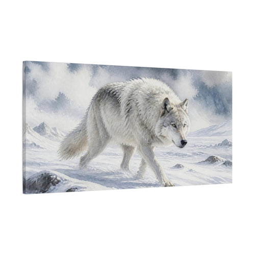 Main Mockup. Arctic Wolf Animals shown as canvas print