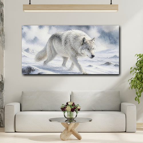 Mockup 2. Arctic Wolf Animals shown as canvas print