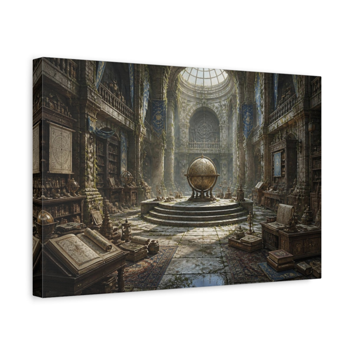 Side Mockup 4. Armillary Globe Library shown as canvas print