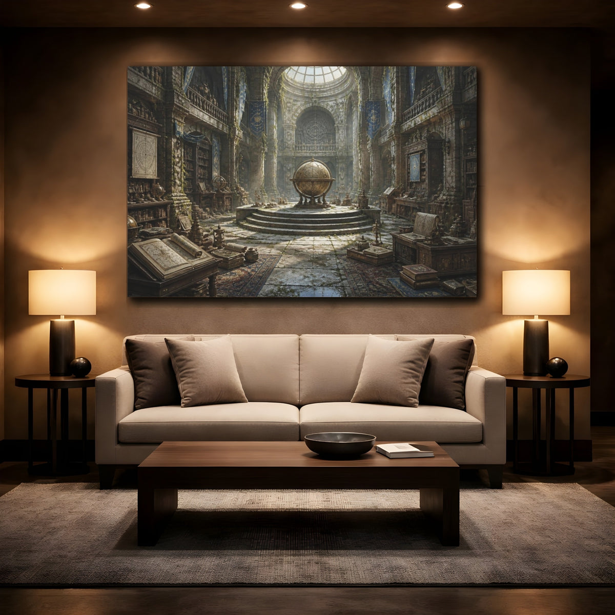 Mockup 2. Armillary Globe Library shown as canvas print