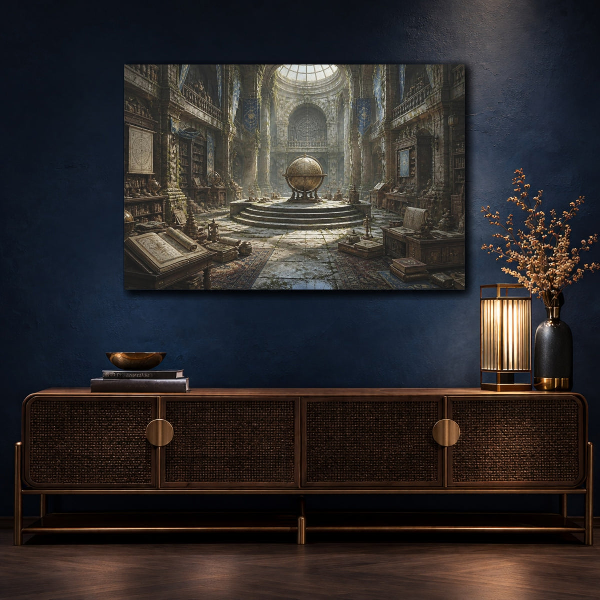 Mockup 4. Armillary Globe Library shown as canvas print