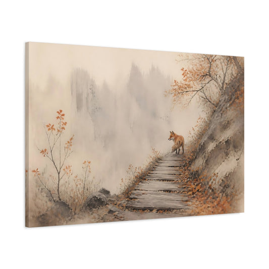 Main Mockup. Autumn Fox On Path shown as canvas print