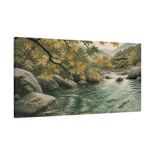 Main Mockup. Autumn River Fish shown as canvas print