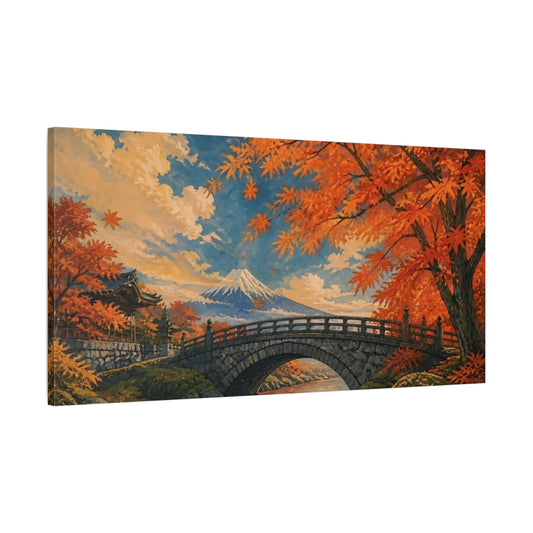 Main Mockup. Autumn Stone Bridge shown as canvas print