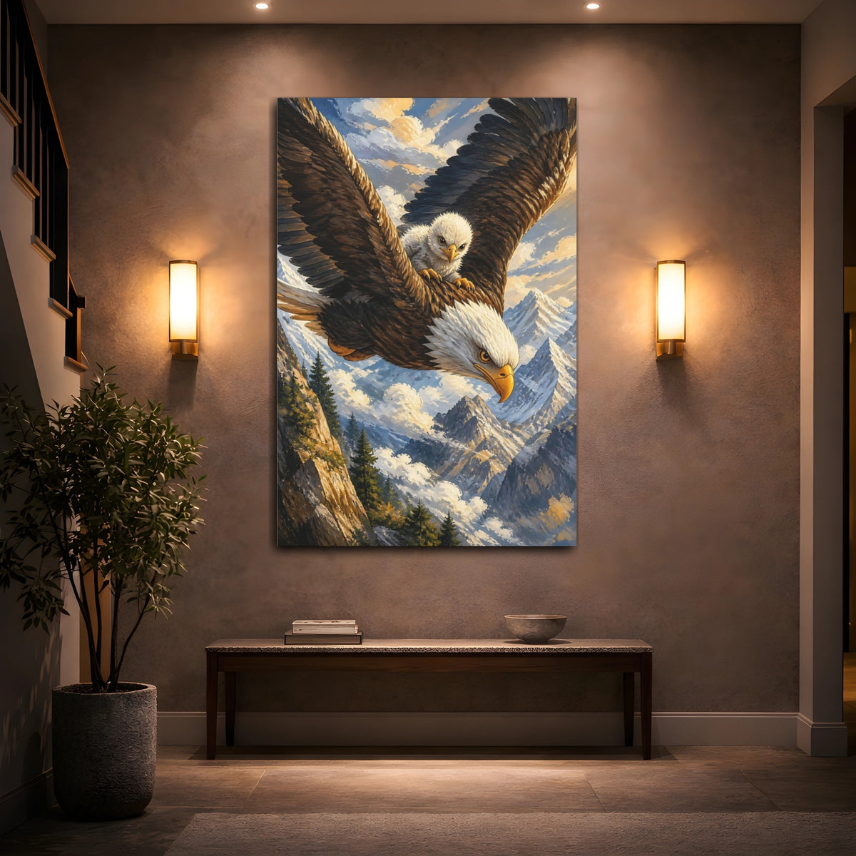 Mockup 2. Bald Eagle Animals Flight shown as canvas print