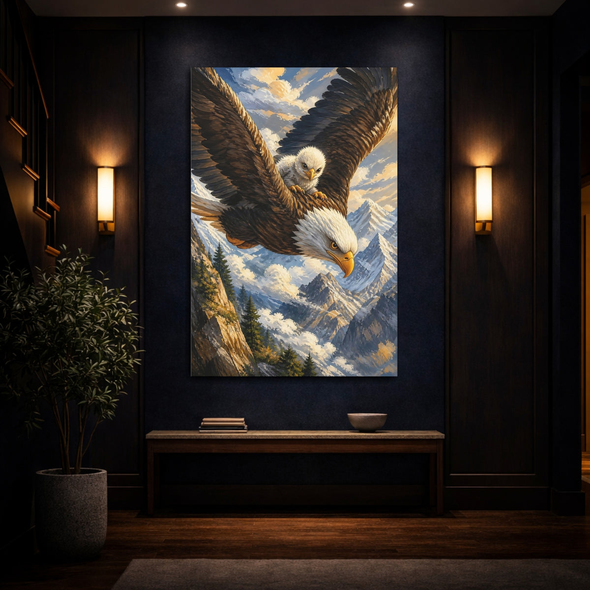 Mockup 4. Bald Eagle Animals Flight shown as canvas print