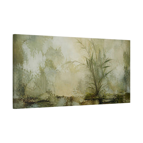 Main Mockup. Bamboo On Mossy Wall shown as canvas print